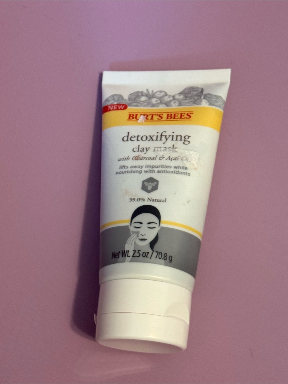 Burt's Bees Detoxifying Clay Mask With Charcoal And Acai Oil (Sealed) - 2.5 oz